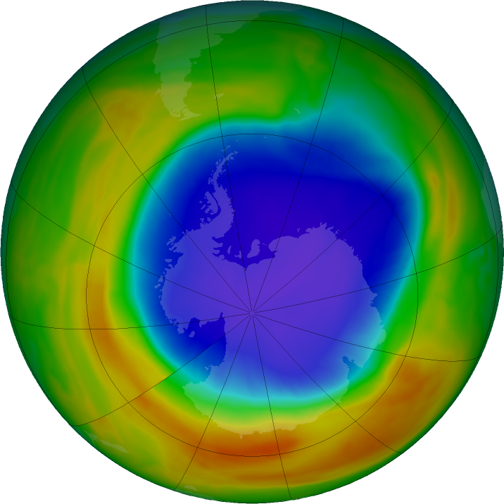 Antarctic ozone map for 14 October 2025